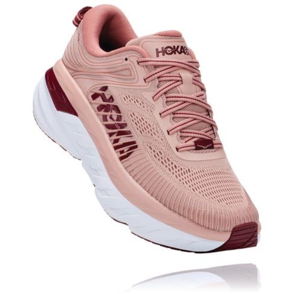 Hoka One One Shoes - HOKA ONE ONE Women's Bondi 7 Running Shoes Misty Rose/Cordovan 7 M US